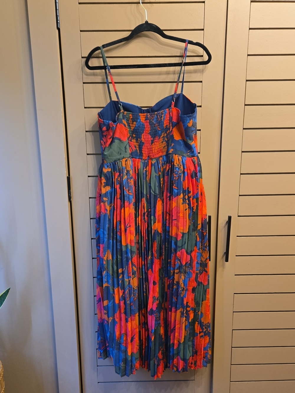 Lulu's Dorothy Dark Blue Multi Floral Print Pleated Midi Dress Size XL - Picture 8 of 10